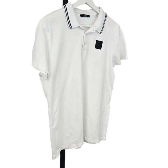 Roberto Cavalli Class Mens Short Sleeve Henley Polo Shirt, White - Picture 5 of 8